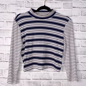 Navy and white stripped cropped top Charlotte Russe size large